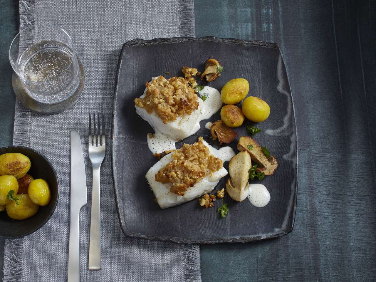 Rezept: Kabeljau mit Walnusskruste &amp; Steinpilzen